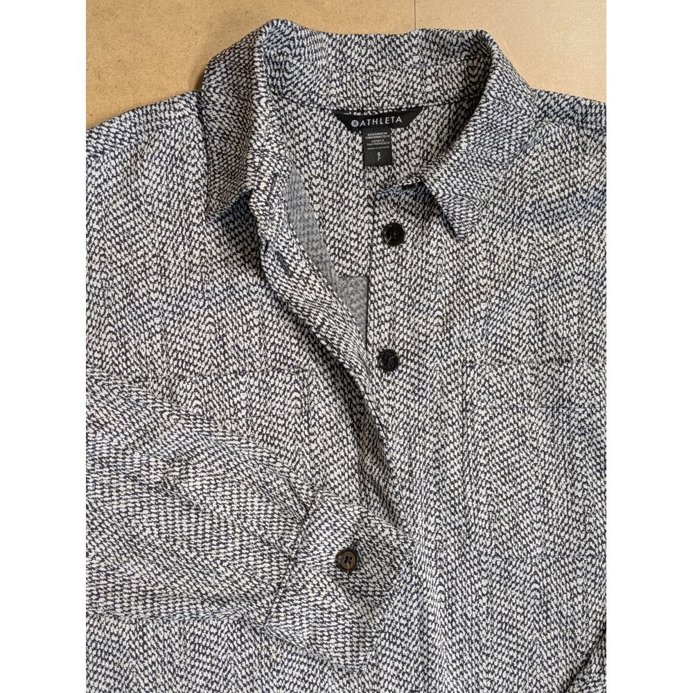 Athleta Braiden Textured Shirt Jacket Black White Button‎ Down S